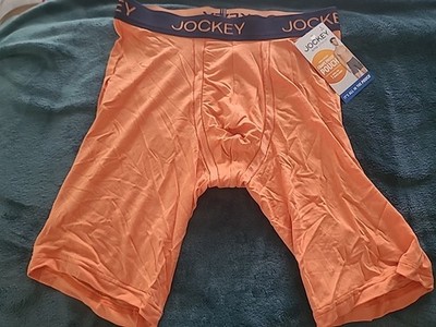 Jockey Men's Chafe-Proof Long Leg Modal Boxer Briefs DM3 Orange Small NWT