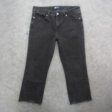 GAP Denim Jeans Womens 14/32R Black Kick Fit Cropped Raw Hem Wide Leg