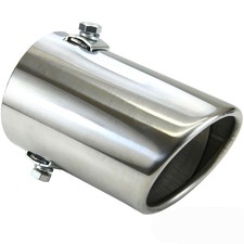 EDELSTAHL Auspuffblende Endrohr Kurz 100 x 63 mm Chrom Rund Abgeschrägt