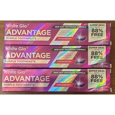 NEW White Glo Advantage Purple Toothpaste Set of 3 FULL SIZES