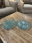 Vintage Anchor Hocking Light Blue Glass Triple Divided Relish Dish (Set of 2)