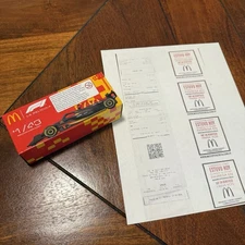 Formula 1 2025 Movie McDonald’s F1 Car Red 1/43  Uruguay Original Receipt Copy