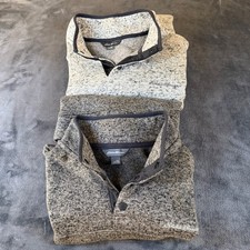  2 Eddie Bauer Radiator Fleece Snap Mock Pullover Gray Heather Sweater Mens XXL