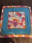 Boston Proper Blue Multicolor Floral Satin Square Scarf Polyester Logo Accent — photo 2