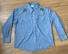 Vintage Olympia Beer Embroidered Shirt Oly Western Pearl Snap Men's Small USA 