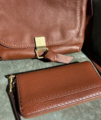 Vera Bradley Carson Leather Cross-body Bag & Continental Wallet Set Mesa Brown