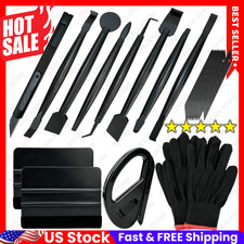 Automotive Vinyl Wrap Kit With Tools Black Vinyl Car Compatible Plastic Ex..