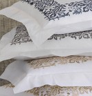 Sferra Saxon Percale STANDARD SHAM Champagne Gold Iris Flower Floral Embroidery