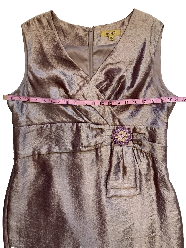 Vestido Vaina Adelgazante Kasper Talla 16 Púrpura Fiesta Boda Sin Mangas Cuello en V Foto 2 de 4