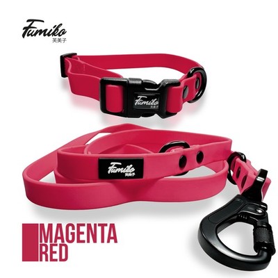 Hundehalsband & Leine Fumiko Kombi Magenta Red aus Biothane XS-XL