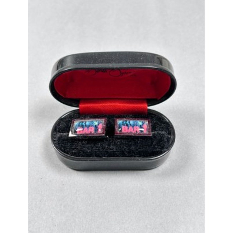Sonia Spencer Cufflinks Mens OS Silver Blue Bar  Made in England View 2