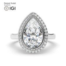 Pear Diamond Engagement Ring Platinum Labgrown 3.45 Ct Solitaire