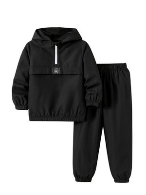 2 Piece Kids Boys Sweatshirt Top Sweatpants Long Sleeve Half Zip Hoodie Shirt...