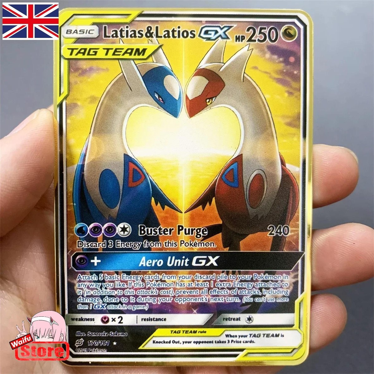 Pokemon Card Latias & Latios GX ALT Gold Metal Card - CARTA IN