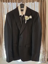 Egara Two Button Men's Formal Suit Medium Regular Jacket Black