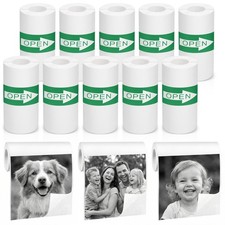 10 Rolls Mini Thermal Printer Sticker Paper, 57 X 25mm Self-Adhesive White