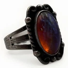 Vintage 19.64mm Sterling Silver 925 Dragon's Breath Opal Stone Sz 8.5 Ring 5.7g