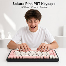 XVX Sakura Pink Keycaps 132 Keys PBT Set for MX Mechanical Keyboard GK61 87 104
