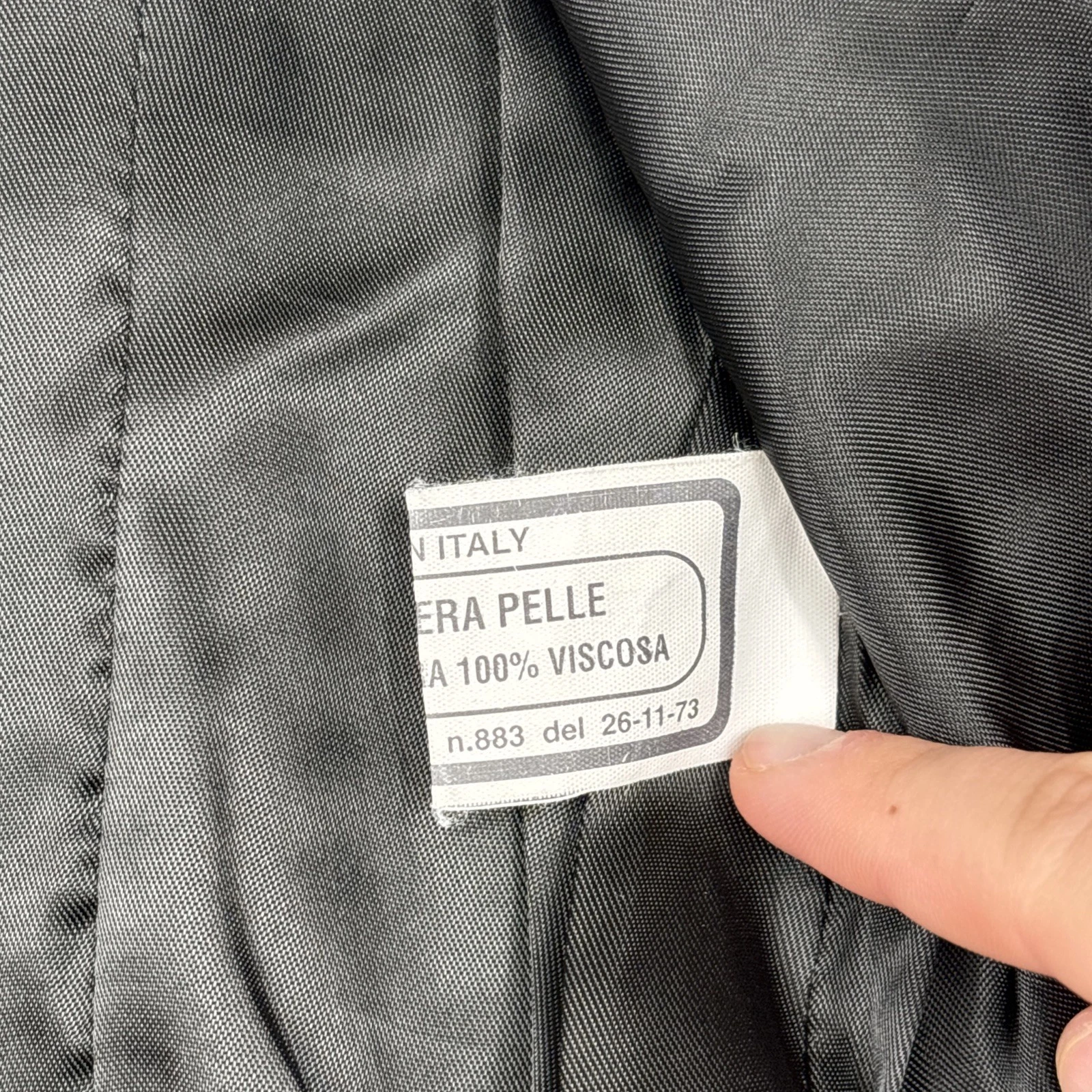 Vintage Vera Pelle Leather Jacket Men's 46 Black Biker Bomber Coat Made In Italy image 6
