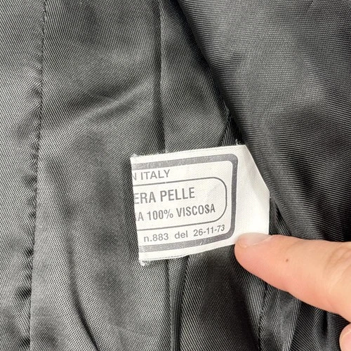 Vintage Vera Pelle Leather Jacket Men's 46 Black Biker Bomber Coat Made In Italy image 6