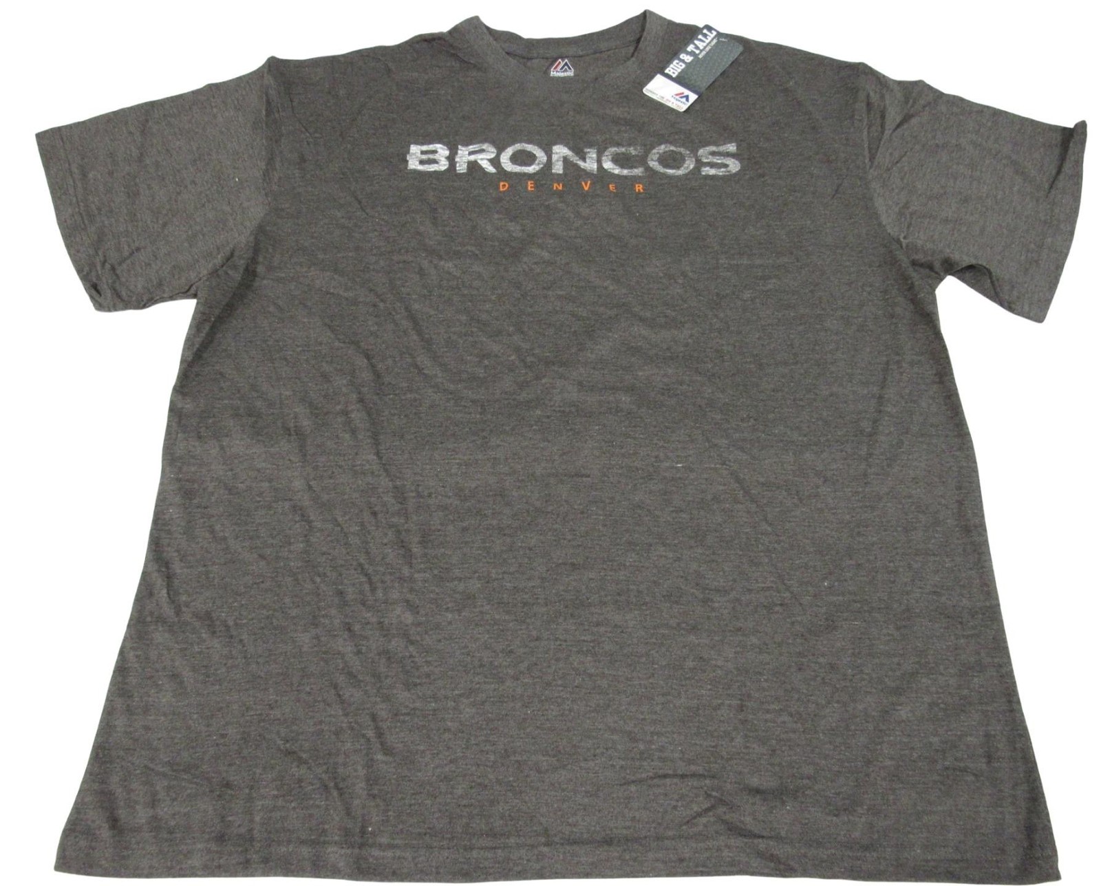 Denver Broncos Mens Big & Tall Sizes 2XL-5XL-6XL Gray Majestic Distressed Shirt