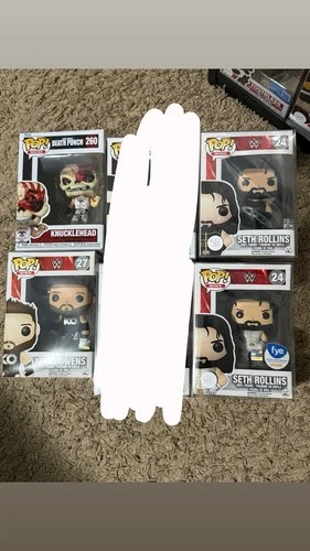 Lot of 4 Funko Pops WWE Figurines 2 Seth Rollins, Kevin Owen’s, +1 Knucklehead  