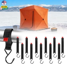 12 Pack Ice Fishing Shelter Hooks Heavy Duty Coat Hanger Tent Hunting Blind Gear