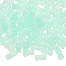 100 Pcs Glass Tube Beads, 6x12mm Bamboo Stick Tube Beads, Bright Blue
