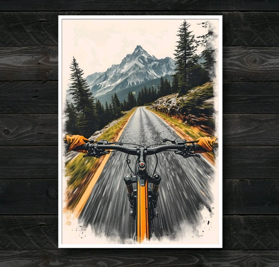 Mountain Bike Wall Art Print – MTB Cycling Poster –Bicycle Artwork Gift for Men - Image 1 of 4
