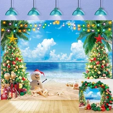 July Christmas Backdrop Tropical Hawaiian Christmas Tree Photography Backgrou...