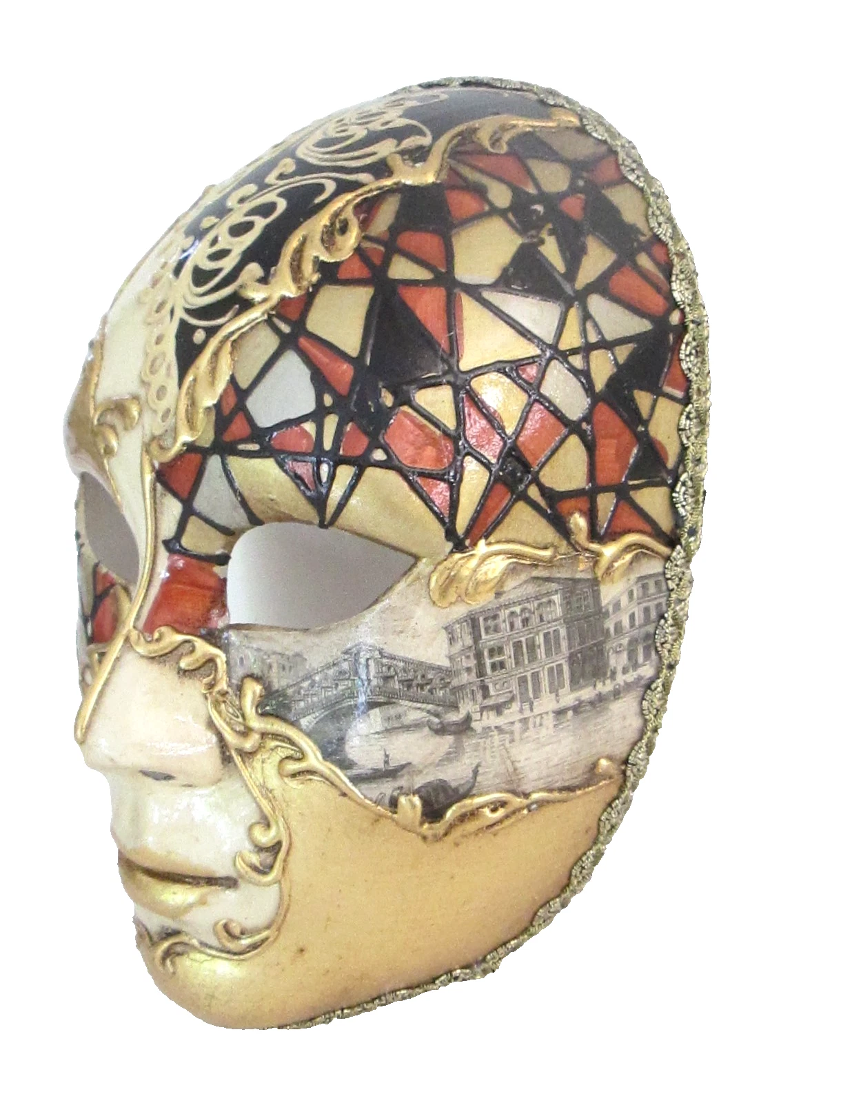 MAR 4 - A QUALITY, INDIVIDUALLY HANDPAINTED ITALIAN MASK, MOSAIC DESIGN.