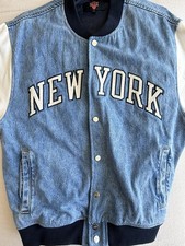 Kith Men s Denim Varsity Jacket Blue/White M ...