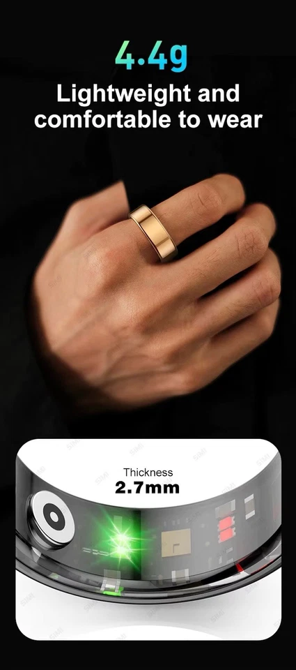 Rastreador de salud Smart Ring impermeable rastreador de actividad física sueño cardíaco para iOS Android Foto 4 de 4