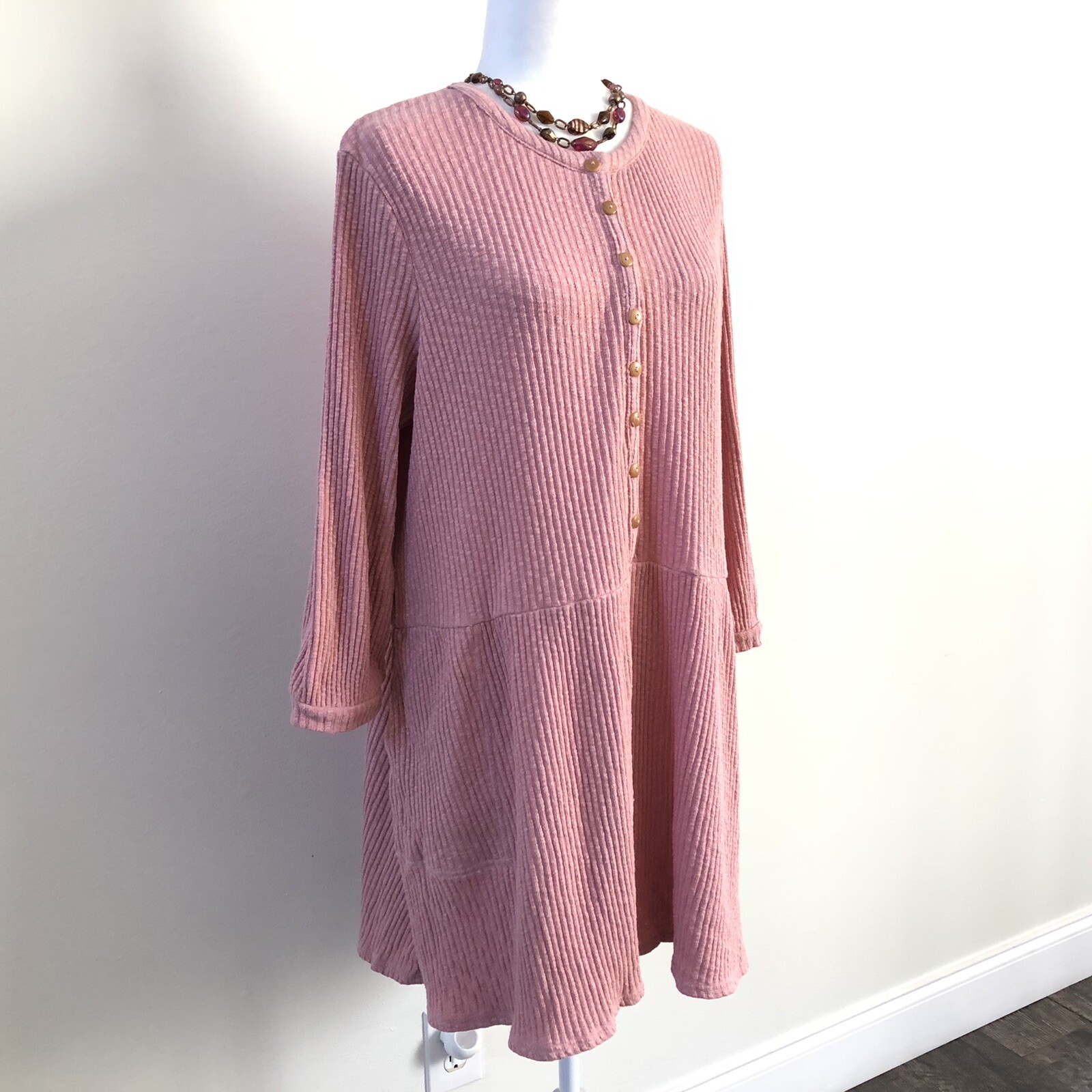 Free People Beach Women’s Love In Mist Cotton Blend Pockets LSDress Sz M N120195