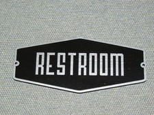 Retro Style Gray and Black Wood Restroom Door Sign