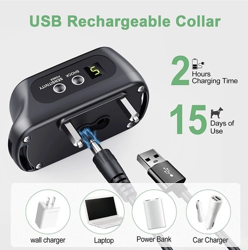 Rechargeable Dog Bark Collar with Beep Vibration and Shock,Anti Barking Collar - Picture 5 of 16