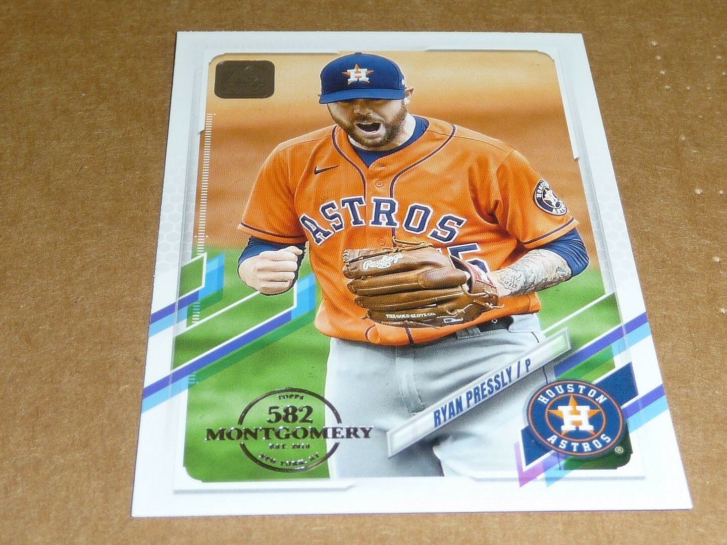 2021 Topps 582 MONTGOMERY CLUB SPECIAL STAMP RYAN PRESSLY ASTROS #652