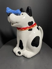 Rare Coco Dowley Ceramic Pitcher Black White Dog Blue Bone Few Scuff See Photos 