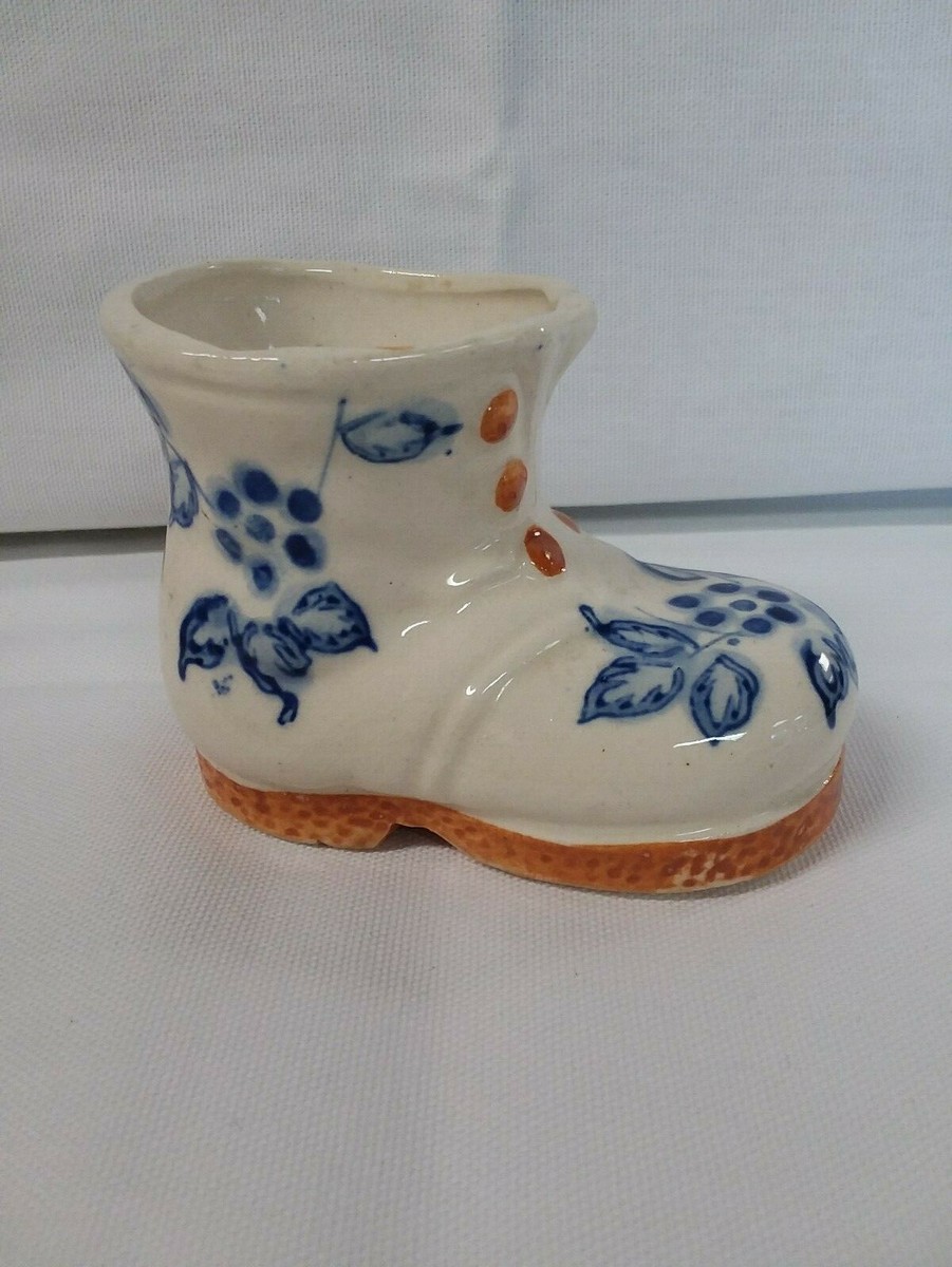 壷と花 Vintage ceramic shoe Hand Painted Made in Occupied Japan PICO