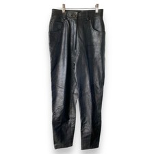 Wilsons 90  s Pinch Waist Leather  Biker Pants Black Size 6 ECU Vintage