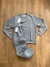 GENUINE NIKE AIR MENS GREY REPEAT 3.0 NSW FULL TRACKSUIT TOP AND PANTS ALL SIZES