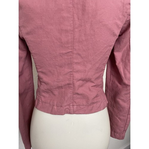 Sisley Jacket Women Sz 40/XS Blazer Single Breast Cotton Linen Pink - Picture 8 of 12