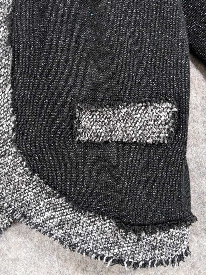 Cárdigan Suéter Peter Nygard Para Mujer 1X Negro Tejido Frente Abierto Hilos Brillantes Foto 3 de 4