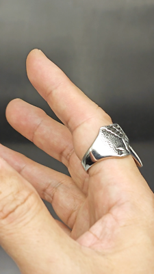 Men's Retro Silver Eagle Stainless Steel Ring American Motorcycle