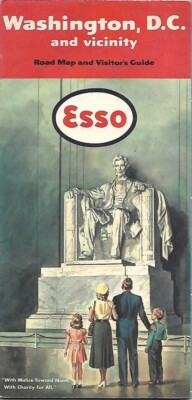 1951 ESSO Pictorial Road Map WASHINGTON DC Lincoln Memorial Alexandria Bethesda