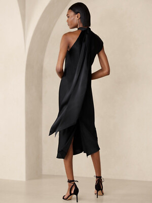 banana republic kaia silk midi dress NWT Banana Republic Kaia Silk Midi Dress Black Sz M