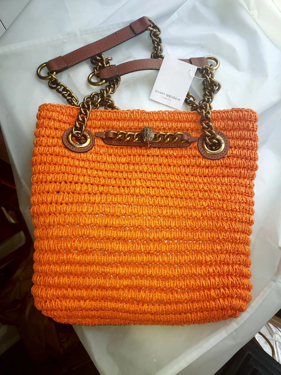 KURT GEIGER LONDON Chelsea Small Orange Open Top Convertible Tote New