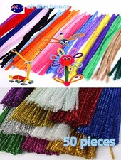 50PC Kids Pipe Cleaner Sticks Craft Or Metallic color Chenille Decoration 30cm