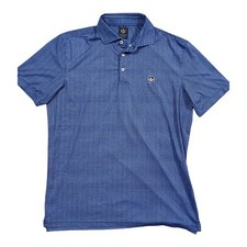 Donald Ross Blue  White Checkered SS Embroidered Golf Polo Men's Sz Medium