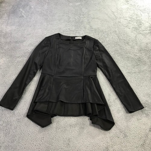 Ammara Khan Shirt Womens Small Black Jersey Peplum Full Sleeve Top Steinam